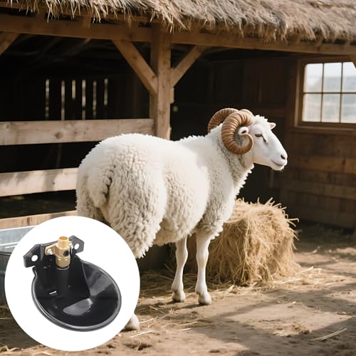 Automatic Livestock Waterer With Auto-Fill Trough, 7.1 X 3.1 In, Steel Plate Bowl And Copper Valve For Pigs, Cattle, Sheep
