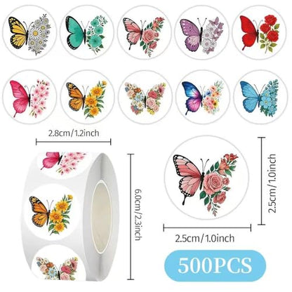 1000 Pcs Flower Butterfly Stickers for Boys Girls. 2 Roll 1 Inch Plant Stickers Bulk .Floral Scrapbook Nature Sticker Packs for Water Bottles Phone Laptop - color: Butterfly Flower