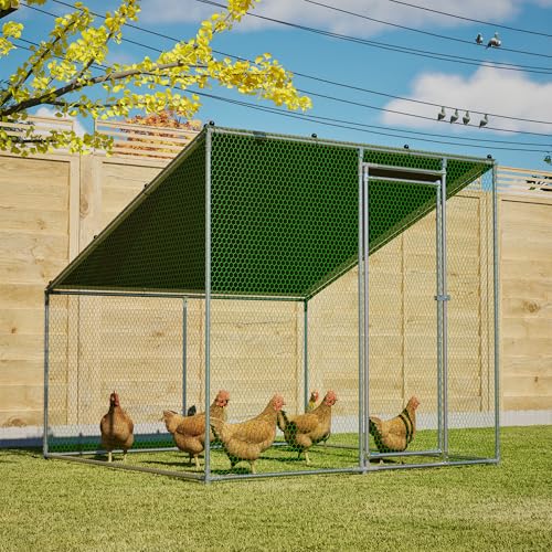 Metal Chicken Coop 84*78*72inch with Waterproof and Anti-UV Roof and Run,Walk-in Hens pen with Security Lock,Out-Door Poultry Enclosure for Small Animal Like Chickens Fence,Ducks,Rabbits Cage for Yard - size: 84.0"L x 78.7"W x 72.7"H
