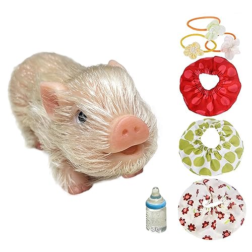 OtardDolls 5 Inch Lifelike Reborn Pig Dolls, Full Silicone Soft Reborn Pig Dolls Mini Realistic Pig Toy Newborn Cute Newborn Baby Pig Dolls with Toy Accessories for Happy Birthday