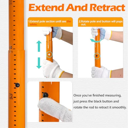 15FT Height Stick for Trucks, Dual Scale Compact Measuring Sticks for Semi Truck, Car Hauler, Trailer, RV, Retractable Load Measuring Stick with Carrying Bag - size: 15ft height stick