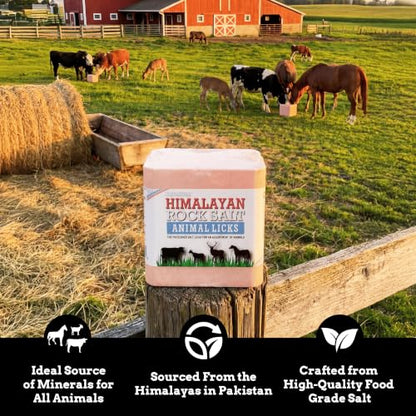 Salt Block for Deer & Horses – Compressed Mineral Salt Lick for Livestock, Cattle & Goats – Himalayan Secrets Pink Rock Salt Block (22LB/10KG, Block w/ Mounting Hole) - size: 22 Pound (Pack of 1)