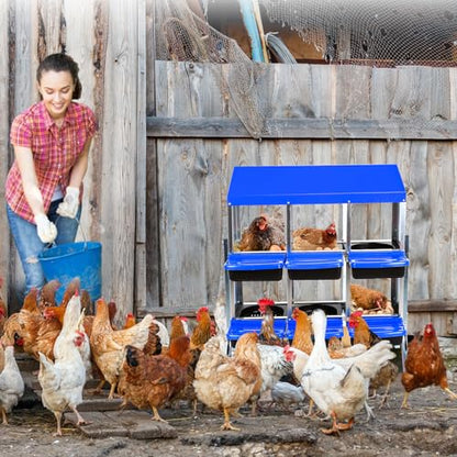 6-Hole Roll Away Chicken Nesting Box, Cleanable Pull Out Hen Roosting Boxes, Chicken Coop with Pull-Out Design and Raised Legs – Durable Nesting Boxes for Easy Cleaning, Blue - color: Blue, size: 6 holes with legs