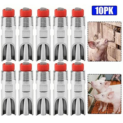 10Pcs pigs Nipple Waterer for Barrel Kit , Automatic pigs Nipple Waterer adjust avoid Leakage Nipple Drinker Feeder for Cattle Horses Pigs