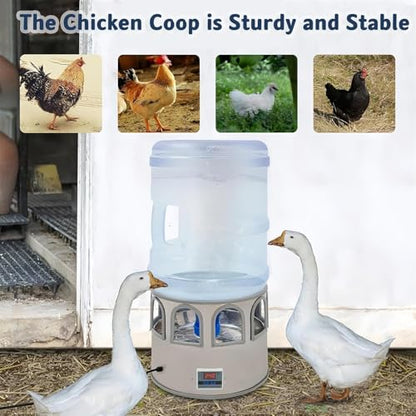 5 Gallon/18.9L Chicken Waterer for Winter, 110V 80W Heated Chicken Waterer, Temp Controlling (0-50℃) & LED Display for Chickens, Ducks, Geese and Chicken Coop with 9.84ft Power Cord