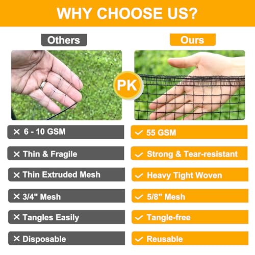 Plastic Mesh Fence 55gsm Thicker Heavy Duty Deer Fence - 4x75ft Black Plastic Fencing Roll Temporary Garden Fence Netting for Yard Protection from Deer Dog Chicken Critter Barrier, Reinforced Edges - size: 4 x 75 Feet