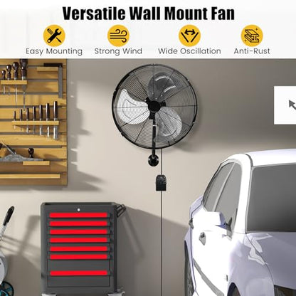Tangkula 20 Inch Wall Mount Fan with Aluminum Blades, Industrial 3-Speed Oscillating Metal Wall Fan, Heavy Duty for Shop, Commercial, Garage, Warehouse, Workshops & Factory - style: 2-Pack