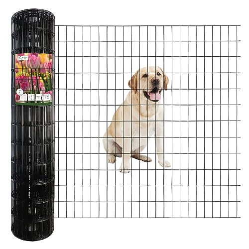 FOREHOGAR Black PVC Coated Welded Wire Fence 48 Inch x 50 Foot, 2 Inch x 4 Inch 14GA, Garden Border Fencing Roll Vinyl Coating Metal Wire Mesh Hardware Cloth for Yard Vegetable Plant Protection - color: Black, size: 2''x4'' 14GA 48''x50'