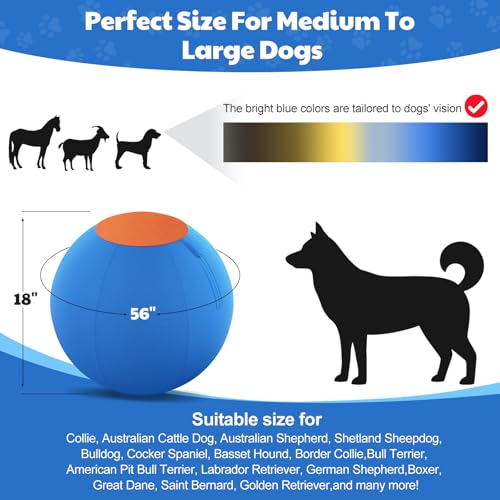 Happypaw 3.0 2026 Upgrade 18'' Herding Ball for Dogs – Enhanced Chew Resistance & Heavy-Duty Material, Dog Toy Agility Equipment for Australian Shepherds,Collies, Includes 5 Repair Patches