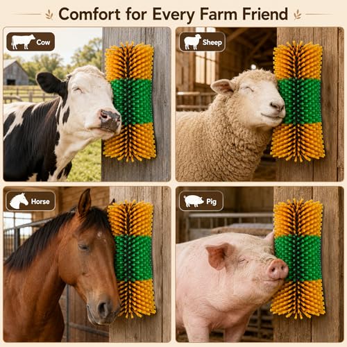 Bionic Curve Livestock Scratching Brush for Cattle, Cows, Goats, Horses and Pigs - Body-Contoured Farm Animal Scratcher Post, Heavy Duty Livestock Grooming Brush with 4 Screws, 1 Pack - color: 1pcs