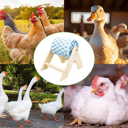 Chicken Coop Accessories, Beak Grinding Calcium Stone with Wooden Stand, Chicken Enrichment Toys, Toys for Hens, Ducks, Geese, Turkeys, Poultry - color: Blue