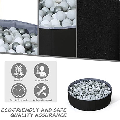 Ball Pit for Toddlers Babies Dogs Cats Iinfant Children, Foldable Ball Pits Play Tent, Crawl Playpen Ball Pool with Storage Bag, Surprise for Boys Girls Festival (Balls Not Included), Black - color: Black