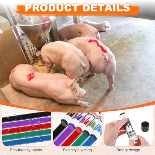 M METERXITY 5-Pack Livestock Marker, 11.6 Cm/4.6 Inches Medium Animal Crayons for Pig/Cattle/Cow/Sheep Supplies, Farming Livestock Marking Crayons [Black] - color: Black