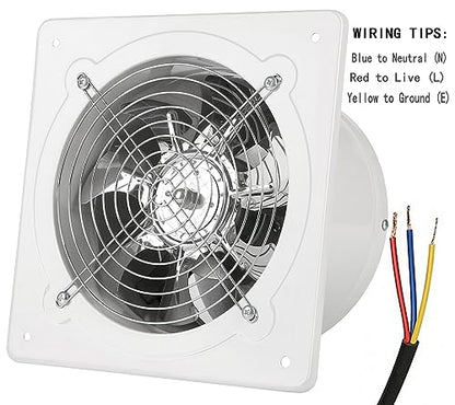 8 inch Exhaust Fan Wall Mounted Garage Ventilation Fan,500CFM Metal Attic Exhaust Fan Basement Extractor Fans with Backdraft Damper for Home Office Commercial Use(78W 110V 、White) - style: 8 inch