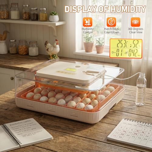 Winado Incubators for Hatching Eggs, 56 Egg Incubator with Automatic Egg Turning, Temperature & Humidity Control, Egg Candler, Automatic Water Filling and Day Counter for Eggs Hatching