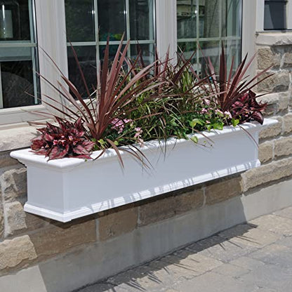 Mayne Yorkshire 5ft Window Box - White - 60in L x 12in W x 10in H - with 1.25 Gallon Built-in Water Reservoir (4825-W) - size: 5-Foot
