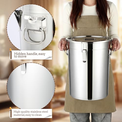 Lounsweer 2 Pack Stainless Steel Dog Food Storage Container with Lid and Locking Clamp Metal Airtight Container Large Stainless Steel Bucket with Food Scoop for Pet Feed(17 L) - size: 17 L