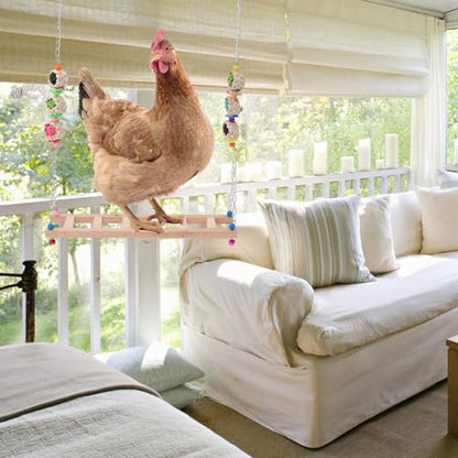 OUNONA Wooden Rooster and Hen Swing Climbing Ladder Pet with Coop Ladder Accessory for Outdoor Chicken Play and Birdcage Exercise Random Color