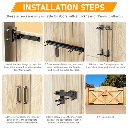 Heavy Duty Gate Hinges, 13" Bolt-On or Weld-On Hinges with Slide Bolt Gate Latch, Cane Bolts, Door Handles, 180° One-Way Open Gate Hinge for Double Wooden Door/Metal Gates,Garden Gates, Fence, Barn - style: 4 Pack Gate Hinges with Accessories