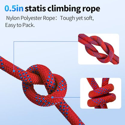 150Ft 1/2 Inch Heavy Duty Climbing Rope - for Tree Swing, Pulling, Outdoor & Gym Use (Red) - size: 150ft-Red