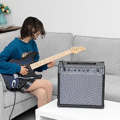 Ktaxon 40Watt Electric Guitar Amplifier, Portable Electric Guitar Amp with 8" Speaker, Headphone Jack & Aux Input Bass, Volume, Treble, and Gain Controls for Beginner, Advance Practice