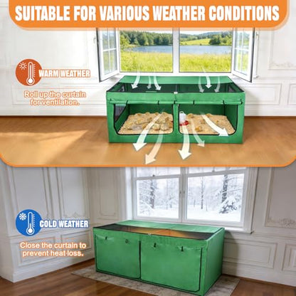 Tetuga Brooder Box for Chicks, Chicken Run Large Chick Starter Kit Portable Brooding Pen with Breathable Mesh & Waterproof Pad Outdoor Indoor Small Animal Enclosures for Chicken Duck Quail (Large)
