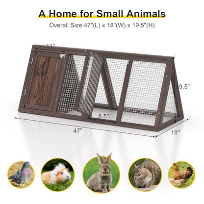 GOJOOASIS Chicken Coop for 2 Chickens Small Rabbit Hutch Quail Coop Wooden Bunny Cages Outdoor Chicken House w/Ventilating Wire (Carbonized Wood) - color: Carbonized Wood