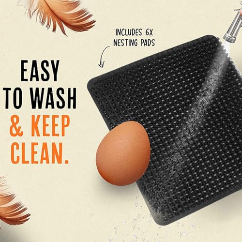 YOUTHINK 6 Pack Washable Nesting Pads, Chicken Nesting Boxes, 12.5 X 11.5 Inch Liners, Reusable Mats, Soft and Proof Water, Cushioned and Breathable, Scratch impervious, Easy to Cut (Black) - color: Black