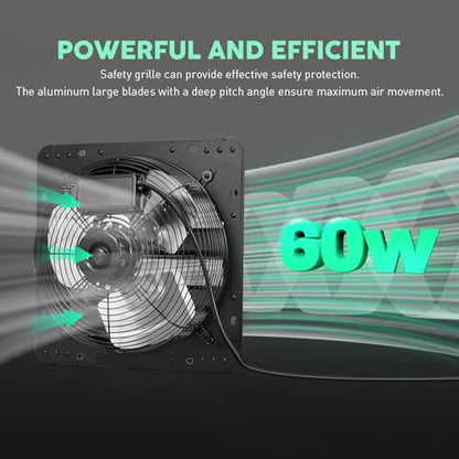 YOZON 12" Shutter Exhaust Fan with Speed Controller, Wall Mounted Wall Exhaust Fan, Automatic Shutter, High Speed, 1130CFM, Vent Fan for Garage, Greenhouse, Shed, Chicken Coop and Workshop - Black - size: 12 INCH Black