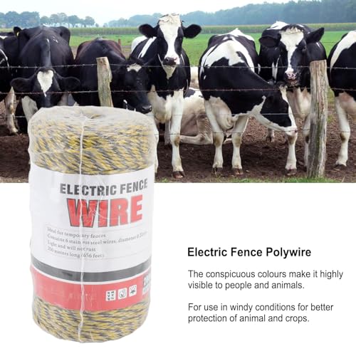 Electric Fence Wire, 6 Strand Stainless Steel 200M Poly Wire Electric Fencing Wire, Durable Polywire Electric Fence for Livestock(MLD-040C) - color: 040C