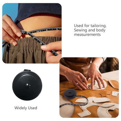 GDMINLO 2 Pack Tape Measure Retractable Measuring for Body Fabric Tailor Cloth Knitting Craft Weight Loss Measurements 60-Inch Soft Pink & Retractable Black Dual Sided Rulers