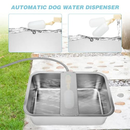 3 Gallon Automatic Dog Water Dispenser, Large Dog Water Bowl Dispenser for Outdoor, Stainless Steel Pet Bowl for Waterer Auto Fill Pet Waterer for Livestock Dogs Cats Chicken Fit 3/4'' GHT Faucet - size: 3 Gallons