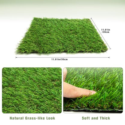XXXFLOWER 4 Pack Chicken Nesting Pads, Washable Artificial Grass Mat for Chicken Coop Efficient Poultry Accessories and Pet Garden Lawn Indoor Outdoor(11.81x11.81in)