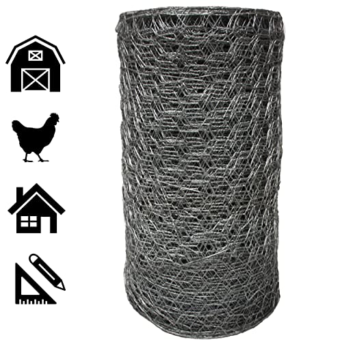 Acorn Chicken Wire 1" X 24" X 50', Perfect for Garden Fencing, Animal Barrier, Plant Supports and DIY Projects, Galvanized Steel - size: 2' Wide X 50' Long, style: 1" Hexagon Pattern