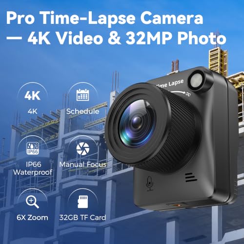 Dsoon Time Lapse Camera, 4K FHD Timelapse Camera Outdoor, Waterproof Level IP66, for Record Outdoor Construction, Weather, Plant, 6 Month Battery Life, 32 GB TF Card Included - style: TL3000