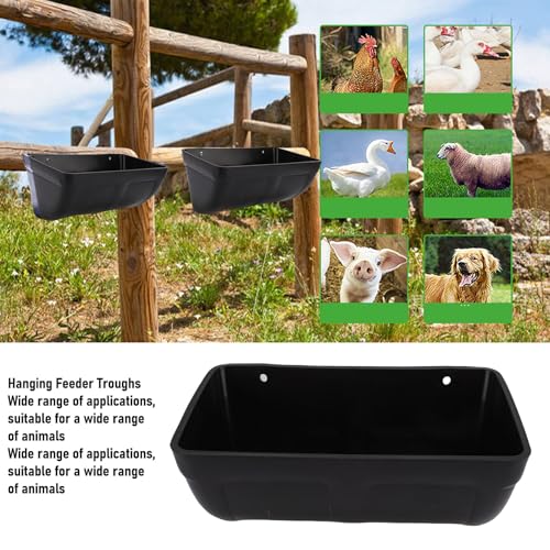 Hanging Poultry Feeder, Large Capacity Space Saving Plastic Hanging Chicken Feeder Trough for Farm Use (Black) - color: Black