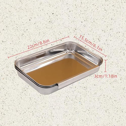 3-Piece Stainless Steel Breading Set – Interlocking Coating Trays for Chicken, Fish, Meat | Non-Slip, Dishwasher Safe, Oven Safe | Stackable Space-Saving Design for Flour, Egg (M-8.6" x 5.8") - size: 8.6" x 5.8" x 1.2"