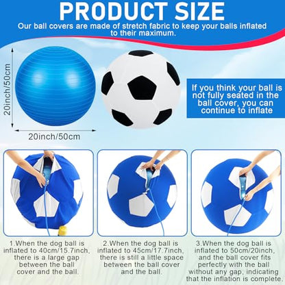 2 Set Herding Ball for Dogs, 20'' Dog Balls with Ball Cover, Giant Horse Toy for Australian Shepherd, Cattle, Border Collies, and Small/Medium Breed