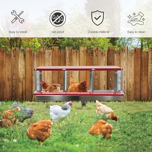 XINYI Chicken Nesting Boxes for Laying Eggs, Metal Coop for 3 Chickens,Roll Away Nesting Boxes,Easy Egg Collection, Brooder Box for Rabbit, Squirrel, Parakeet, Owl, Cockatiel, Robin - size: 3 Compartments