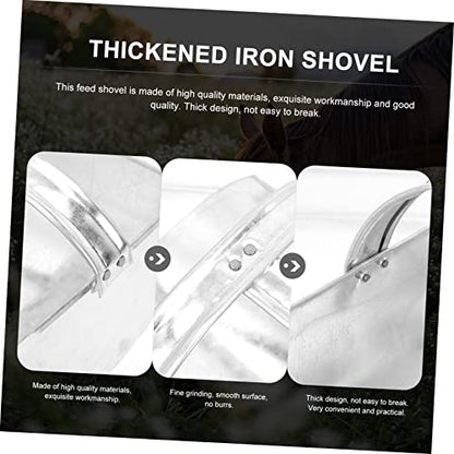 Kisangel Thickened Iron Shovel for Feeding Handheld Feed Scoop for Livestock Farm