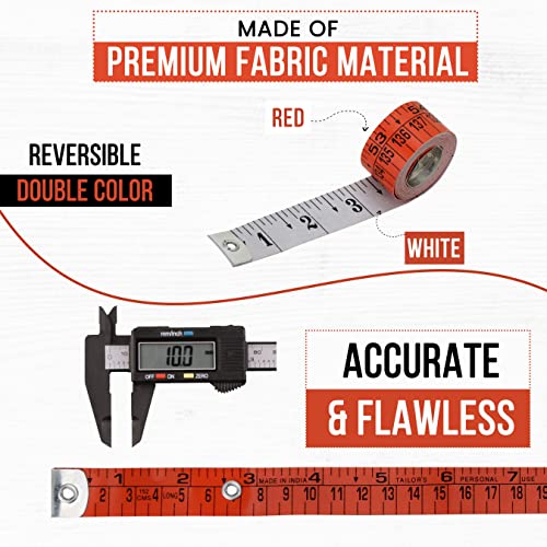Raajsee Fabric Tape Measure Body Measuring Tape, Soft Fabric Measuring Tape for Sewing Cloth & Weight Loss Medical Body Measurement Nursing Craft 60 inch/150 cm - color: Red