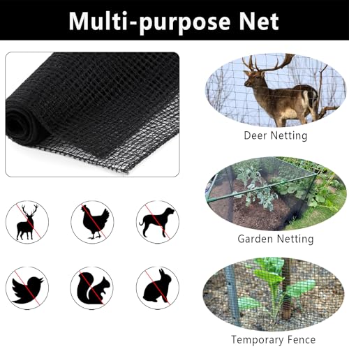 5x100ft Deer Fence Netting, Plastic Mesh Fence Heavy Duty Garden Fence Animal Barrier Garden Netting for Plants Fruit Trees Vegetables Against Deer, Birds, Rabbits, Chickens and Other Animals, Black - color: Black, size: 5x100ft