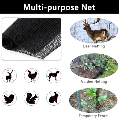 5x100ft Deer Fence Netting, Plastic Mesh Fence Heavy Duty Garden Fence Animal Barrier Garden Netting for Plants Fruit Trees Vegetables Against Deer, Birds, Rabbits, Chickens and Other Animals, Black - color: Black, size: 5x100ft