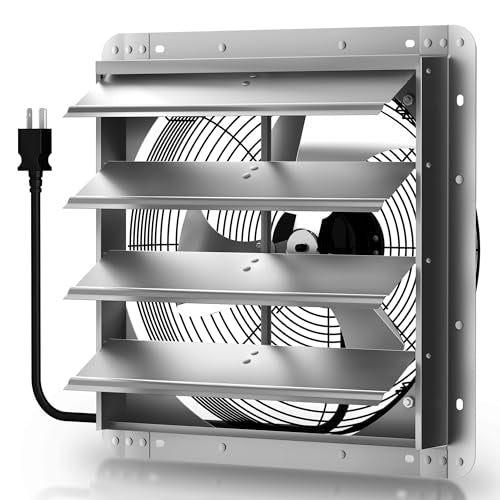 Xcity 20" Shutter Exhaust Fan with 6 ft Power Cord, High Speed AC Motor, 2900 CFM, 1450 RPM, Wall Mount Ventilation Fan with Automatic Gravity Louvers, for Garage, Shed, Commercial, Attic, Waterproof - size: 20 Inch