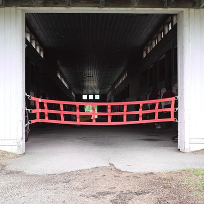 Country Pride Barn Door Guards, Heavyweight 2-Inch Polypropylene Webbing, Adjustable Length, Stainless Steel D-Ring Ends, Open-End Snaps, Stall Safety and Ventilation (12', Red) - color: Red, size: 12'