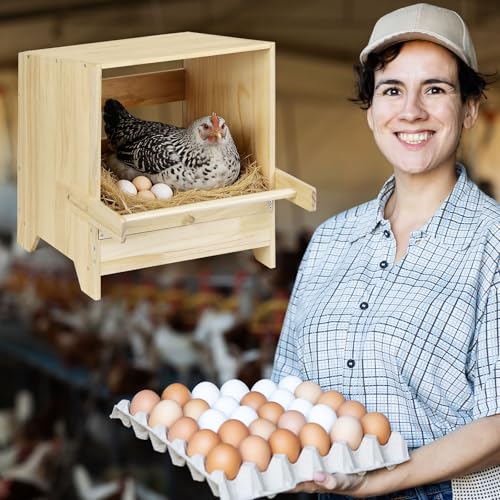 Chicken Nesting Box with Perches, 3 Compartments Wooden Egg Laying Nest Box for Chicken Coop, Floor/Stand/Wall Mount Large Chicken Nesting Boxes for Hens, Ducks, Chickens