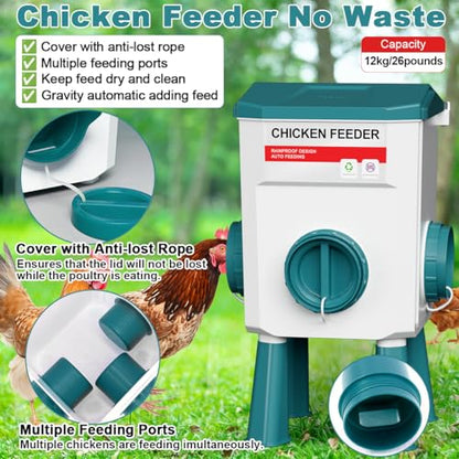 Chicken Feeder and Waterer Set, 3 Gallon/26.5 Pounds, Automatic Chicken Feeders and Chicken Waterer, Detachable for Chick, Duck & Quail Coop Use, Outdoor Farm & Backyard (Upgraded) - size: 3 Gallon Upgraded