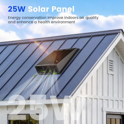25W Solar Fan for Chicken Coop, 430CFM Solar Exhaust Fan with IP67 Waterproof Solar Panel-No Wiring Required, Easy Install Greenhouse Fan for Shed, Attic,Barn, Dog House - size: 25W Solar Fan