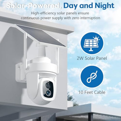 4K Security Cameras Wireless Outdoor with Local Storage Base,No Subscription Required,Solar-Powered,Home Security Cameras System with 360° Pan&Tilt,Auto Tracking,5G & 2.4G Router Compatible,1 Cam kit - size: 1 Cam kit