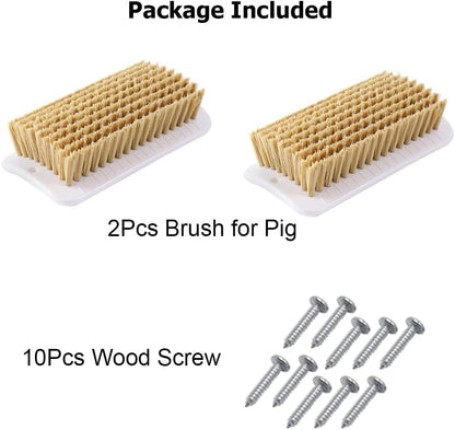 2Pcs Pet Enrichment Toy, 2-in-1 Self-Grooming and Scratch Brush for Mini Pigs, Cats & Dogs – Encourages Natural Behavior, Reduces Stress, Easy Install for Pens, Crate or Yard